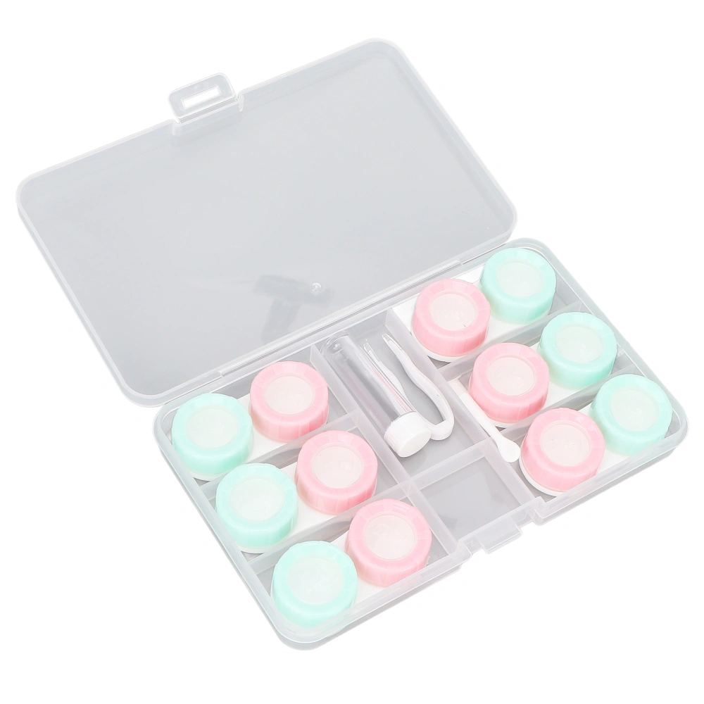 Contact Lens Case Professional Simple Portable Cosmetic Contact Lenses Box Holder with Nursing Liquid Bottle