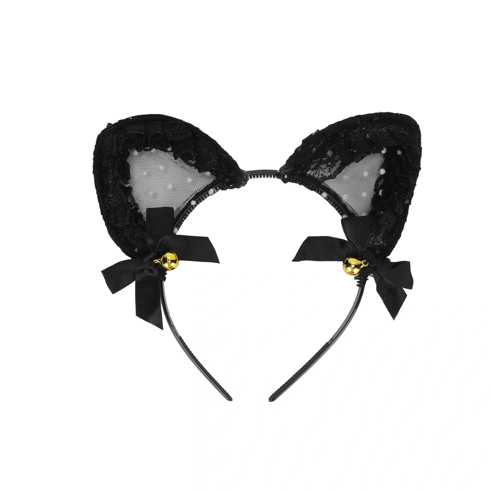 Cat Ear Headband Lovely Slip Resistant Kitty Hair Band with Bells for Daily Party Cosplay