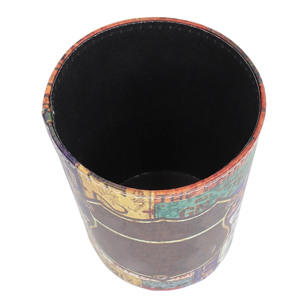 Mini PU Leather Trash Can Vintage Pattern Desktop Trash Can for Massage Shop Living Room