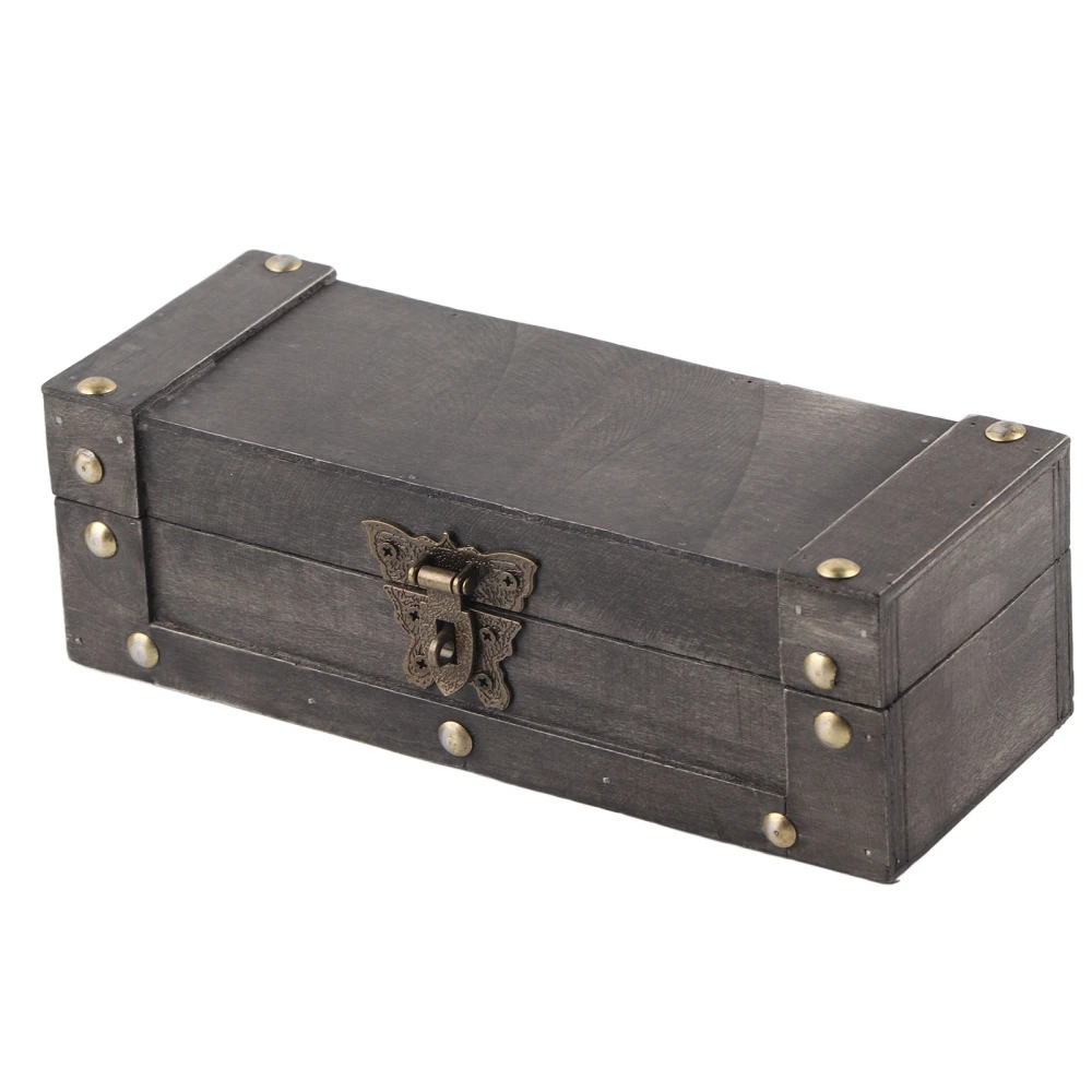 Wooden Organizer Box Alloy Buckle Exquisite Vintage Jewelry Storage Case Home Decoration Grey