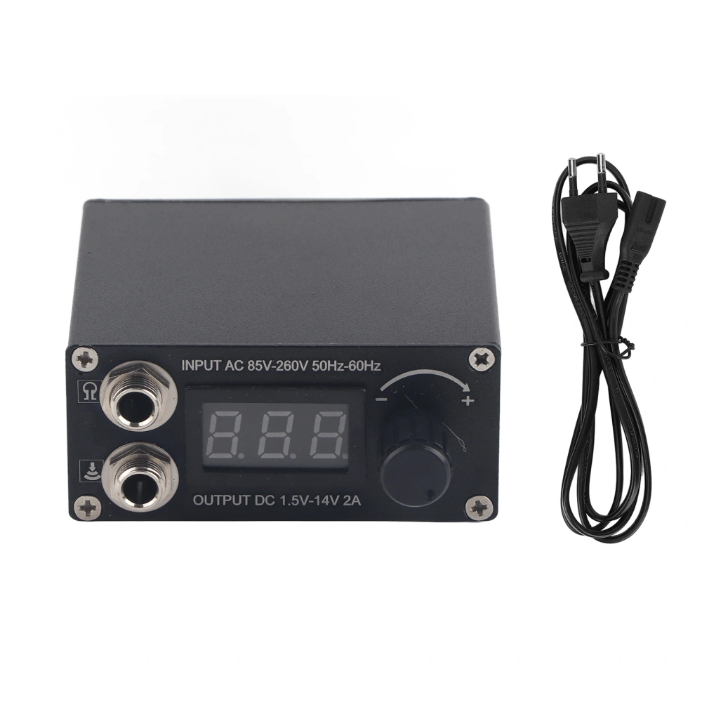 Portable Black Tattoo Power Supply Aluminium Alloy Tattoo Power Source with LCD Display 60‑