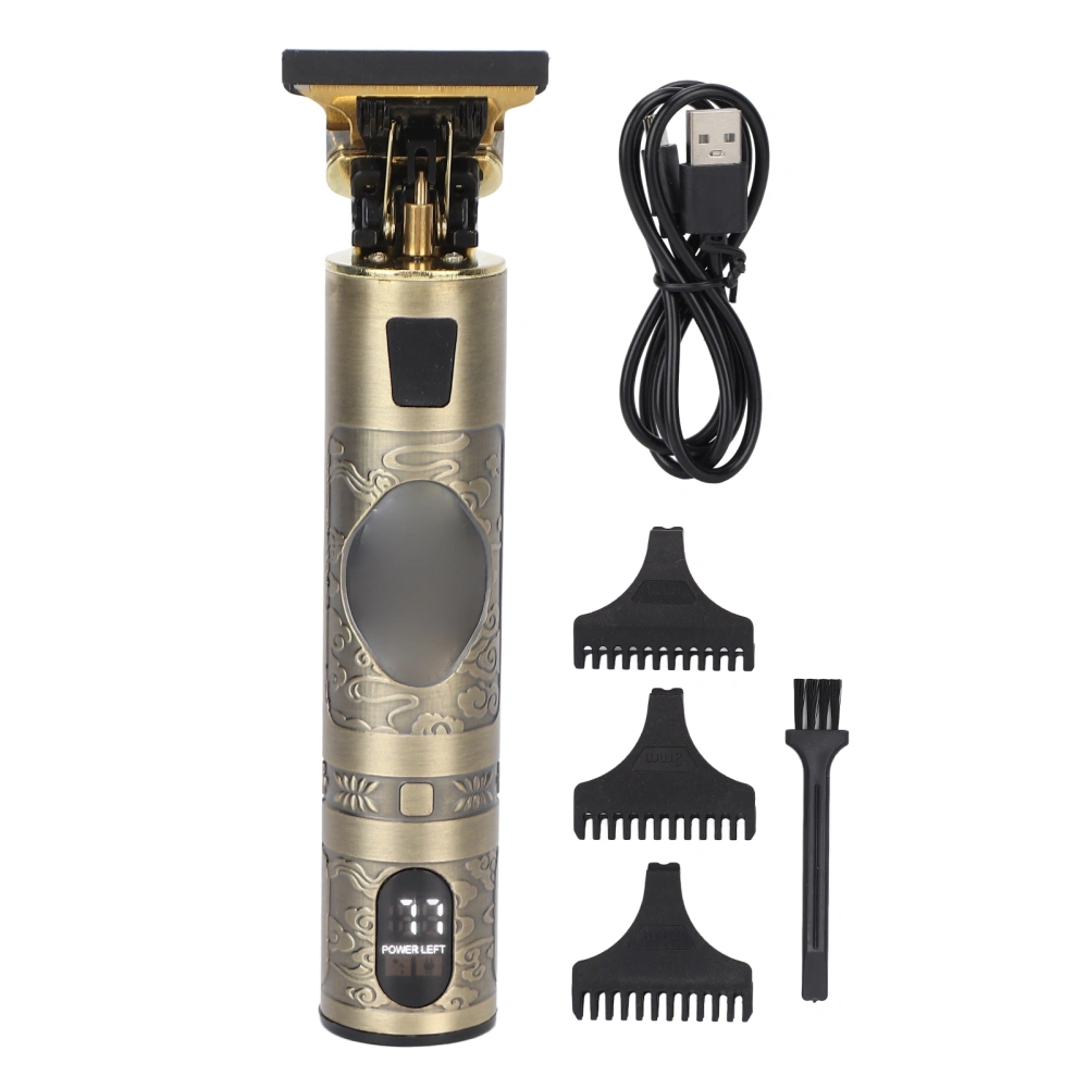 Hair Clipper Portable Compact Retro Oil Head Engraving LCD Digital Display Electric Hair Trimmer