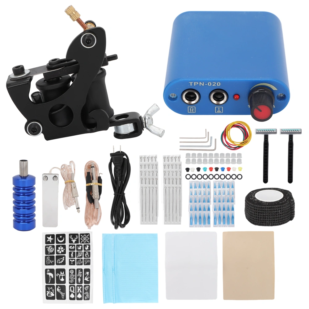 Coil Tattoo Machine Kit Mini Power Supply Foot Pedal Tattoo Needle Beginner Tattoo Liner Tool Set (90‑265V)US Plug