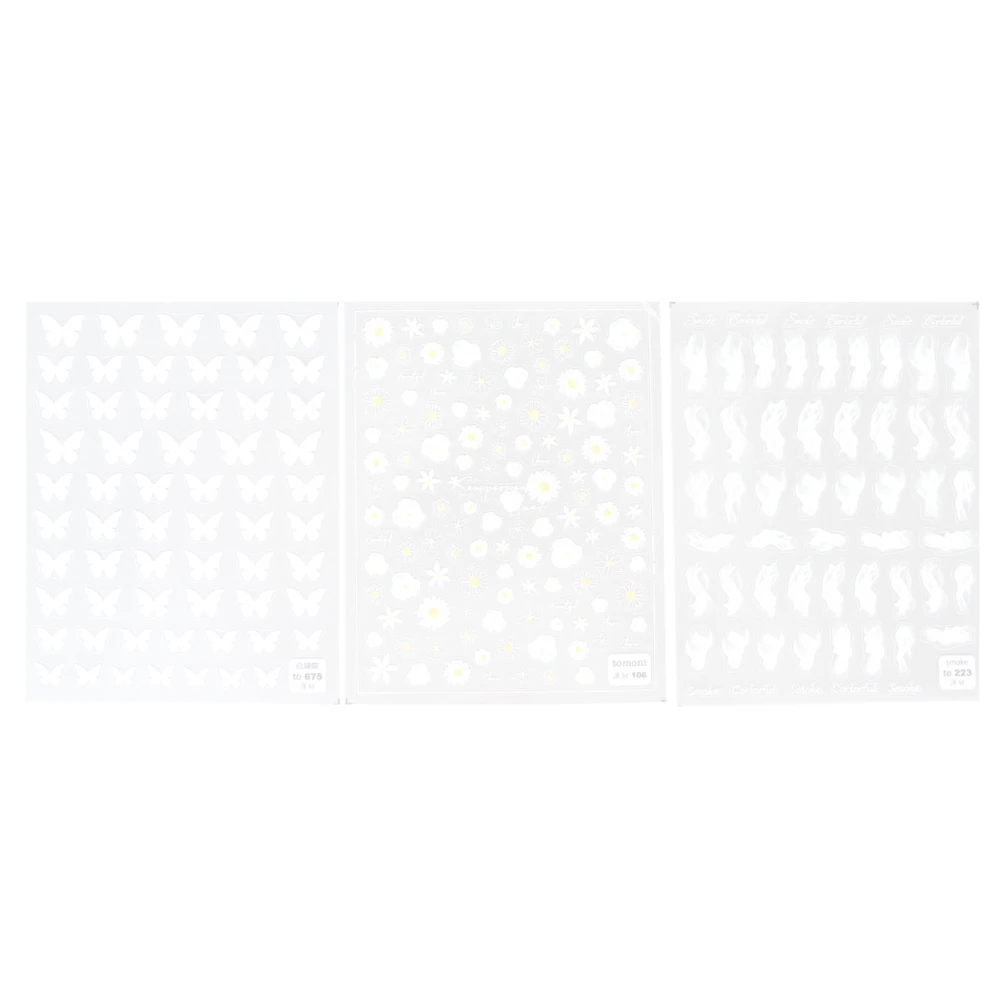 3 Sheets Nail Art Stickers Self Adhesive Different Pattern DIY Nail Art Decals Manicure Decorations