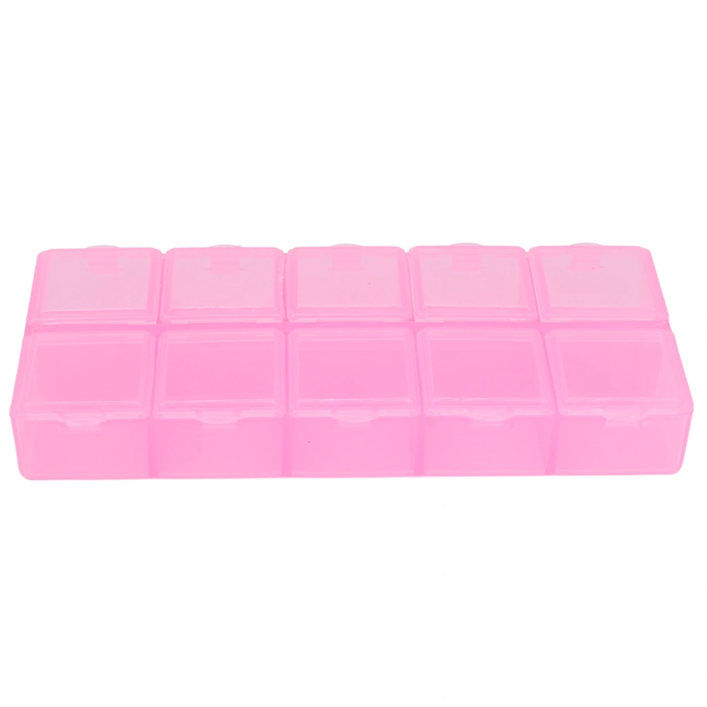 Bead Containers 10 Compartments Durable Wear Resistant Portable Transparent Multifunctional Plastic Jewelry OrganizerPink