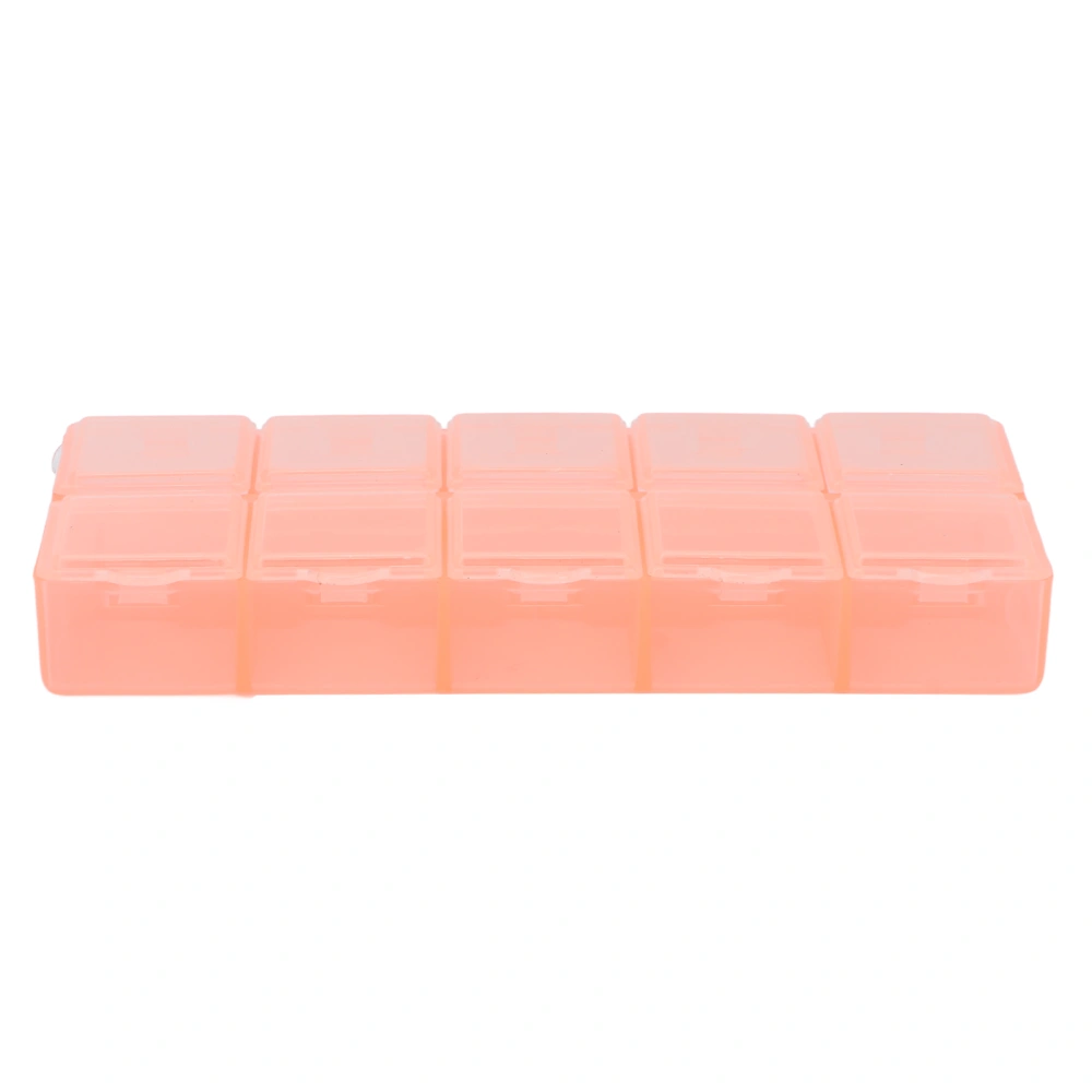 Bead Containers 10 Compartments Durable Wear Resistant Portable Transparent Multifunctional Plastic Jewelry OrganizerOrange