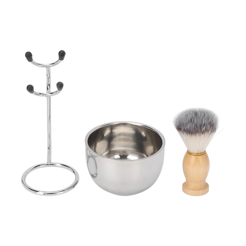 Men Shaving Kit Home Salon Portable Shaving Brush Stainless Steel Bowl Brush Holder Stand Set Accessory