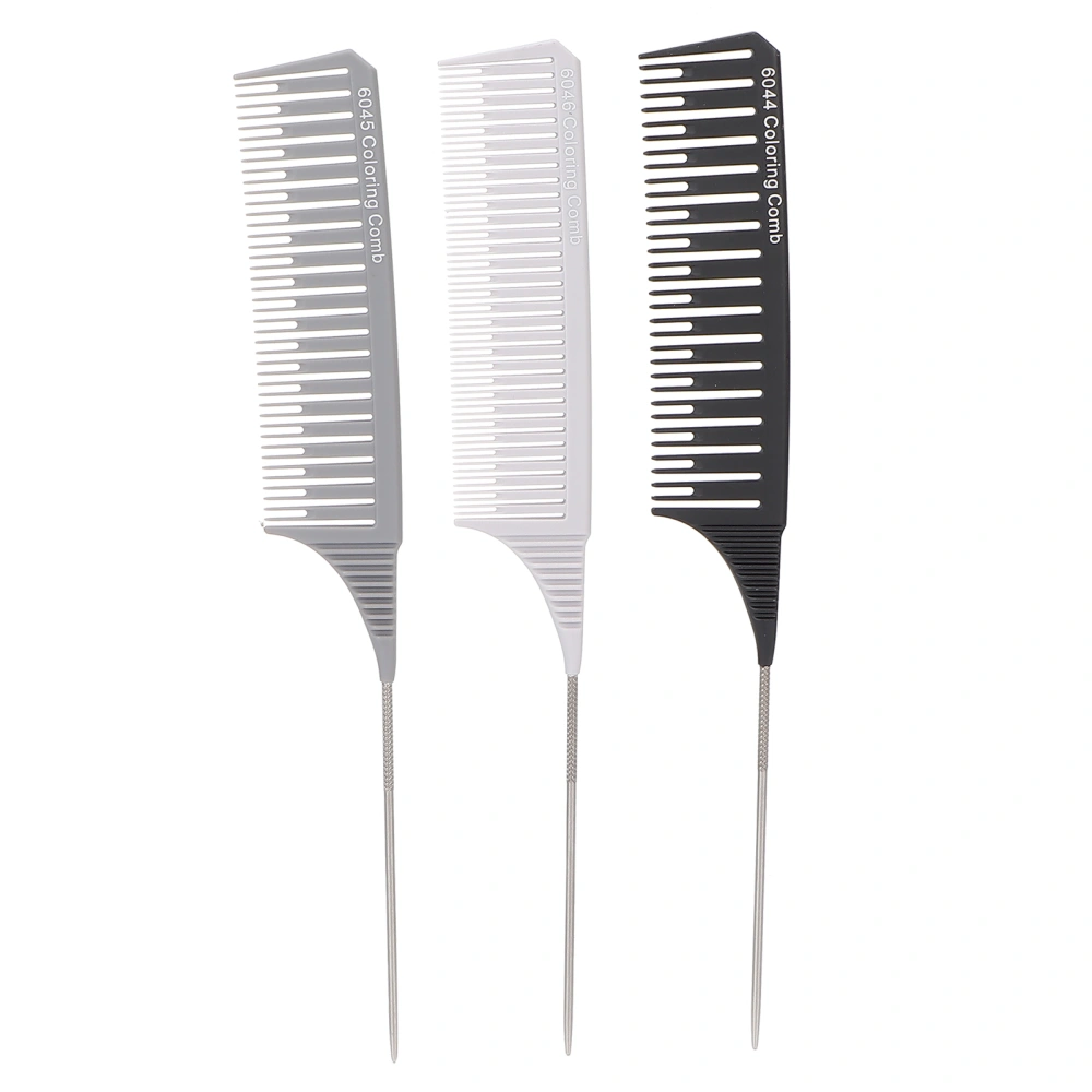 3pcs Parting Comb Professional Reliable Glossy Round Convenient Practical Compact Durable Hair Tools for Barber ShopsSet 4