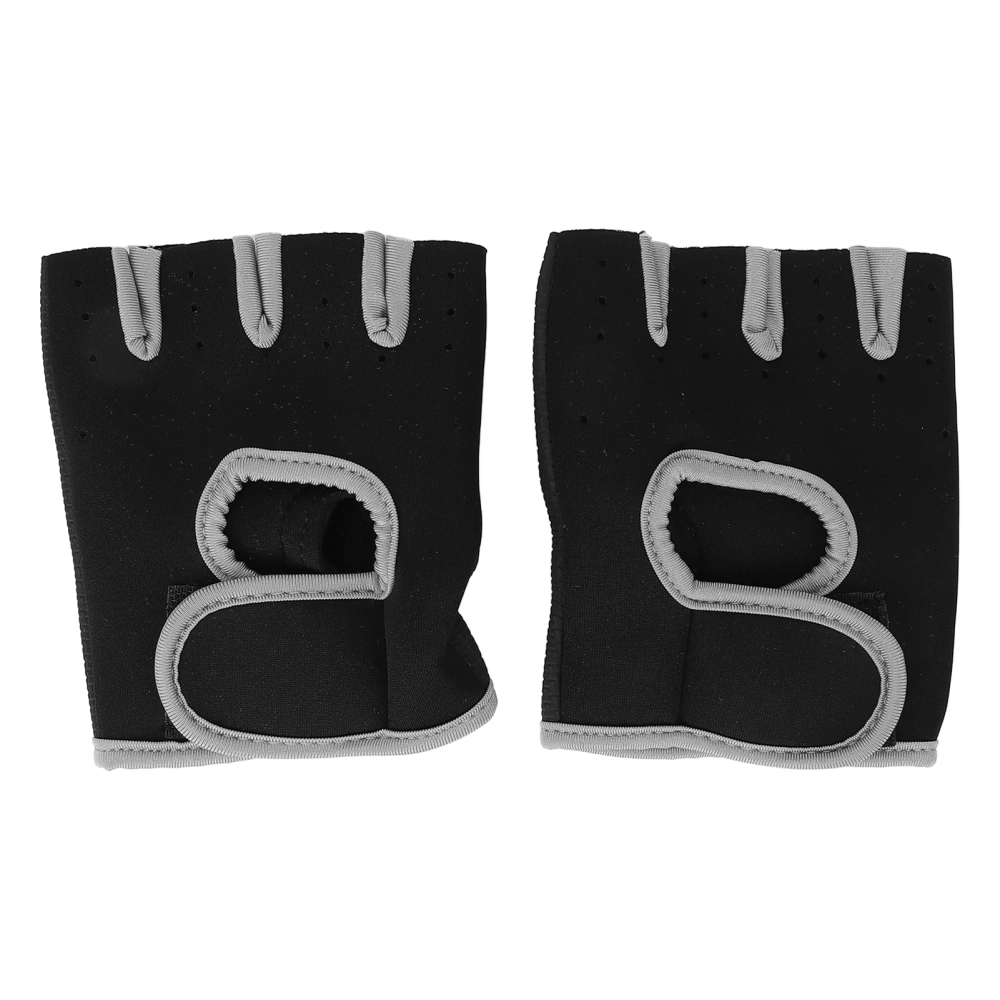 Workout Gloves Elastic Breathable Adjustable Waist Strap Palm Support Protection Fitness Fingerless Gloves GreyM