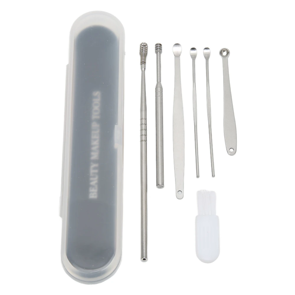 7Pcs Spring Earwax Cleaner Tool Set Portable Stainless Steel Ear Pick Set for Ear Cleaning