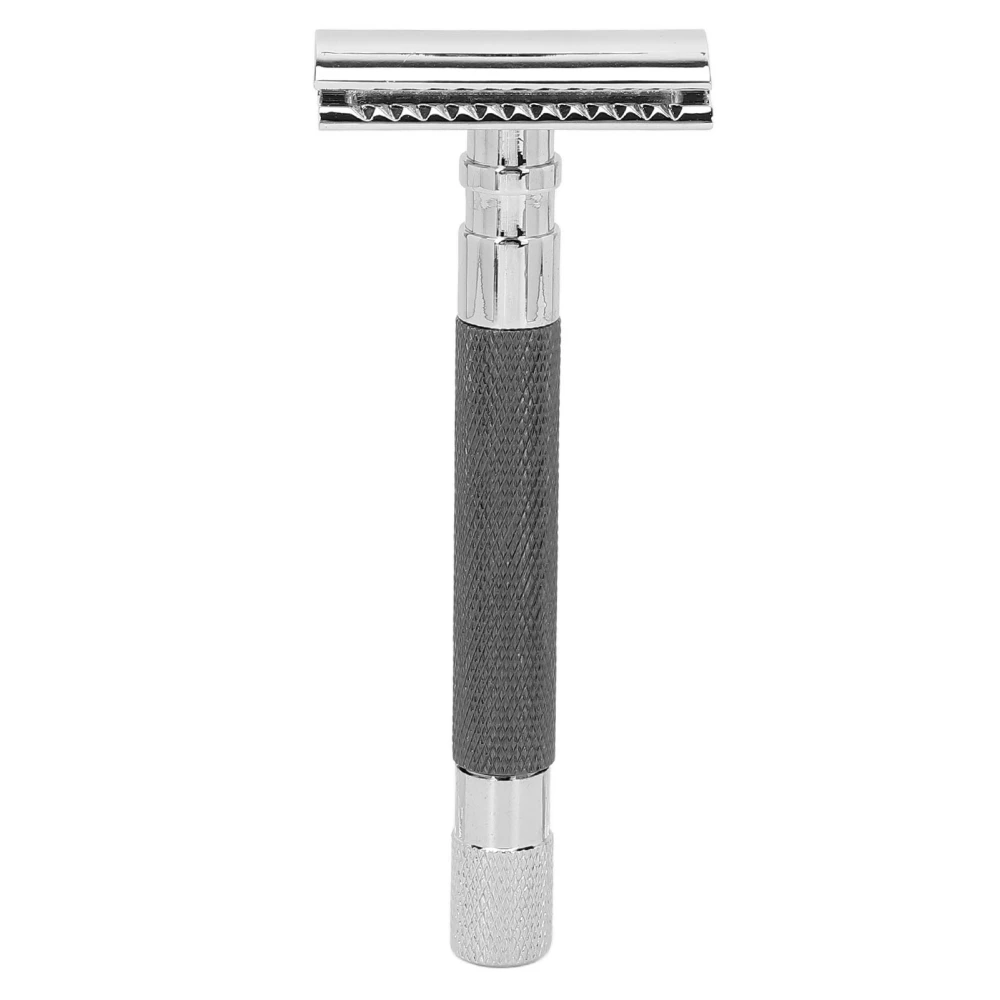 Double Edge Safety Razor Long Handle Manual Zinc Alloy Safety Razor Men Shaver Without BladeBlack