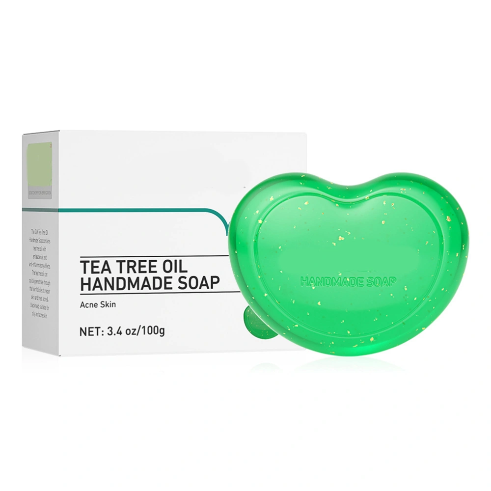 24K Tea Tree Oil Handmade Soap for Acne Skin Moisturizing Cleaning Facial Soap Shrink Pores Blackhead Removal