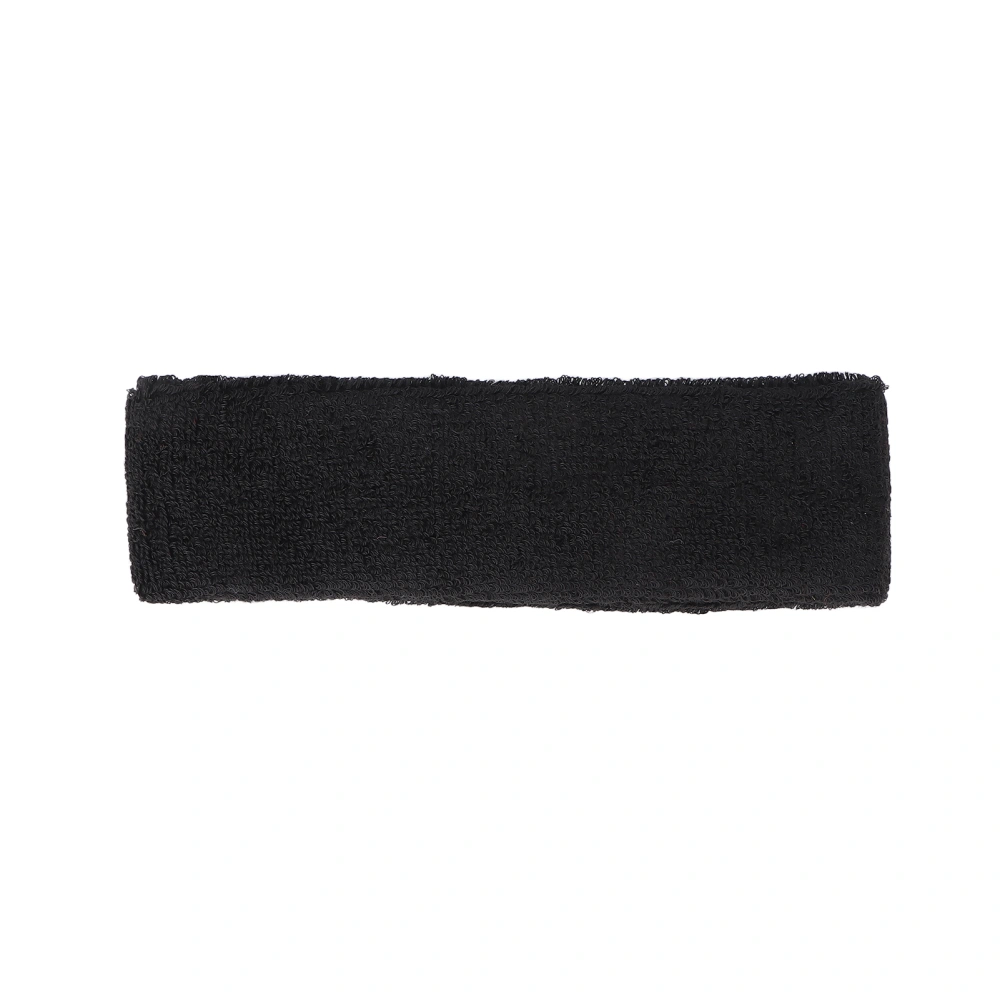 Sweat Absorbing Fitness Headband Elastic Polyester Cotton Headband for Sports RunningBlack