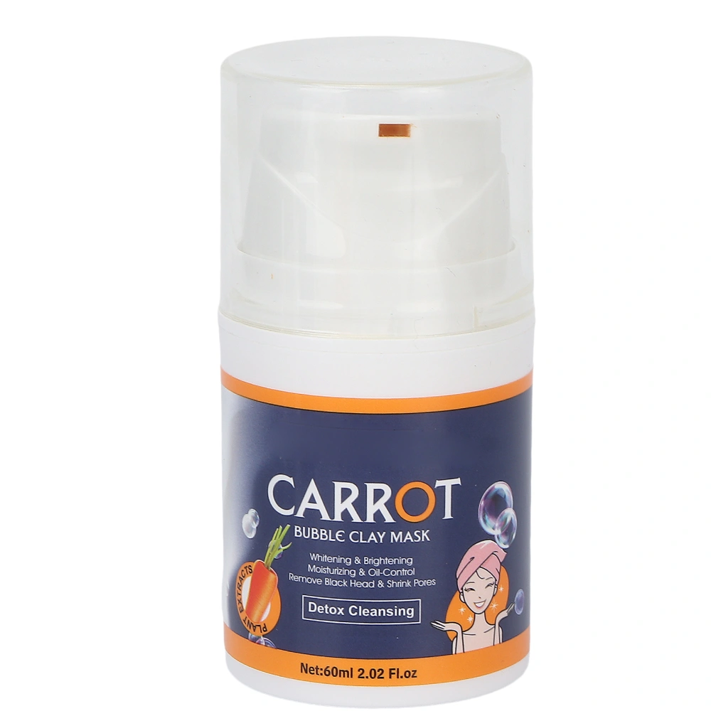 Carrot Bubble Cleansing Mud Mask Facial Moisturizing Bubble Clay Mask for Brightening Cleansing Pores 60ml