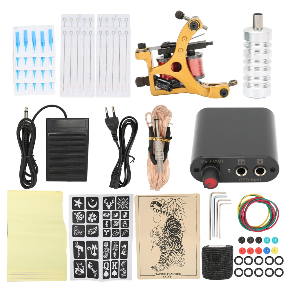 Professional Tattoo Kit Tattoo Power Supply Practice Skin Elastic Band Set for Beginners 90‑265VEU Plug