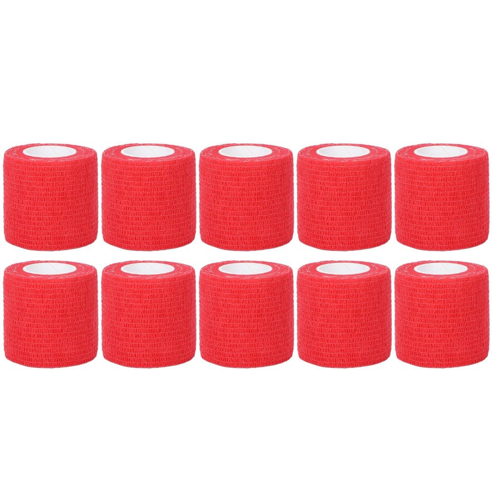 10Pcs Multifunction Disposable Self Adhesive Elastic Bandage Shockproof Anti Slip Tattoo Handle StrapsRed