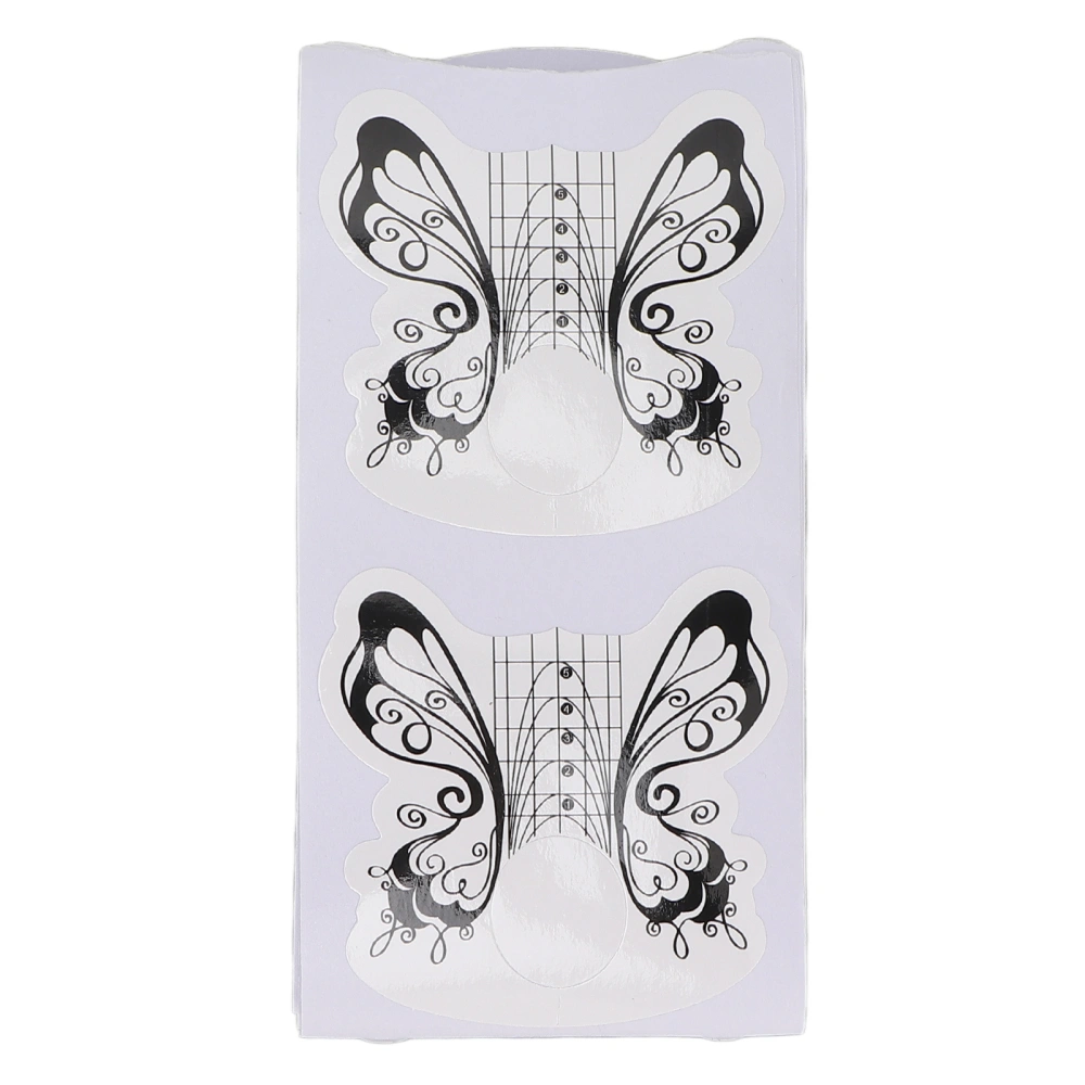 100 Pcs Nail Forms Horseshoe Shaped Butterfly Square Nail Art Form Guide Sticker for Acrylic Nails Gel Nail