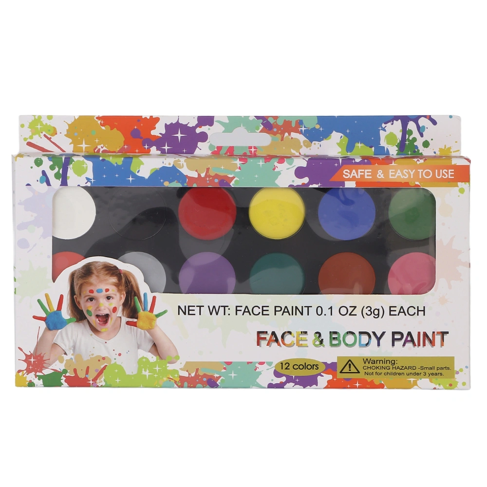 Face Paint 12 Colors DIY Painting Simple Operation Food Grade Lightweight PortableFace Painting Kit