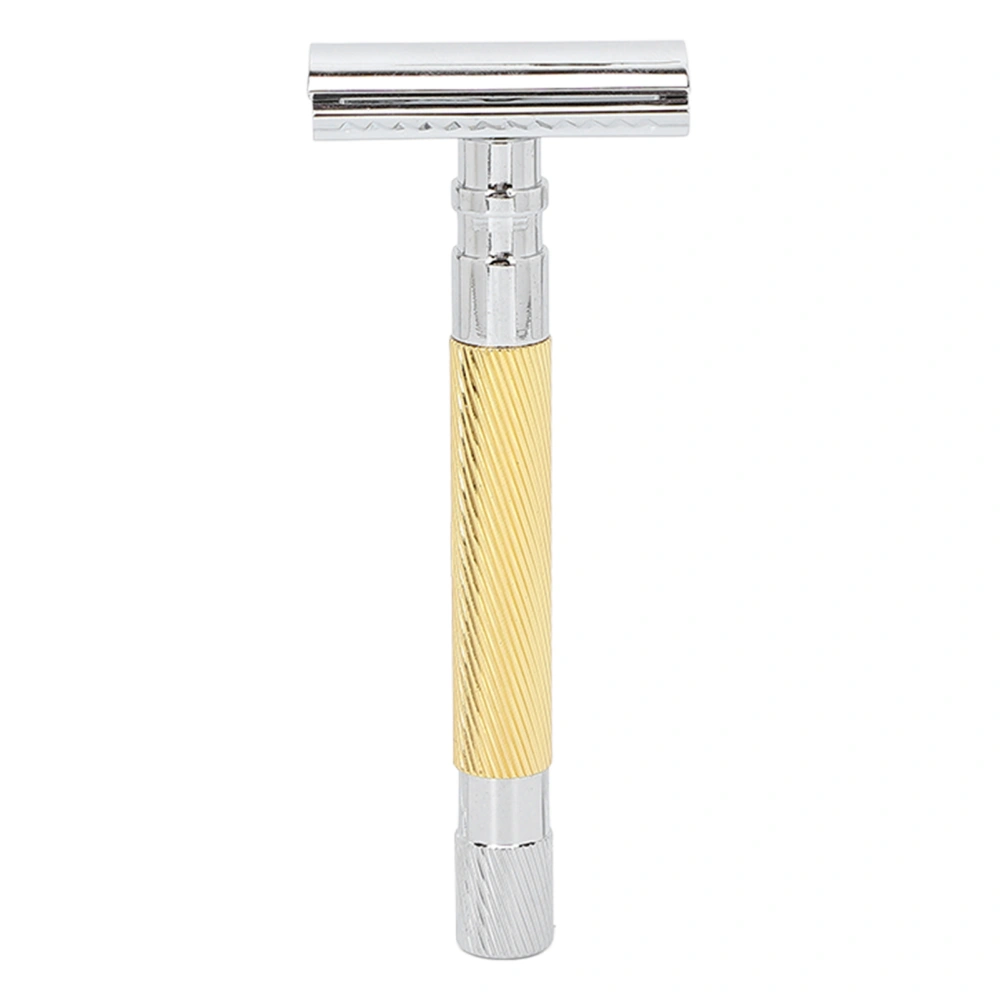 Double Edge Safety Razor Long Handle Zinc Alloy Manual Safety Razor Men Shaver Without BladeGold