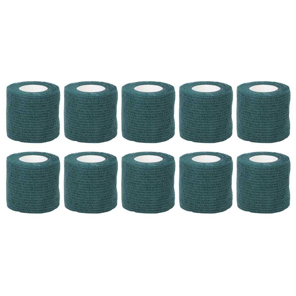 10Pcs Self Adhesive Elastic Bandage Multifunctional Disposable Shockproof Antislip Tattoo Handle StrapDark Green