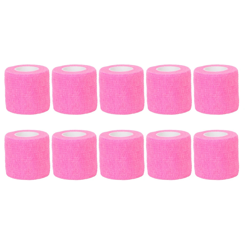 10Pcs Self Adhesive Bandage Wrap Multifunctional Disposable Antislip Shockproof High Elasticity Elastic BandagePink