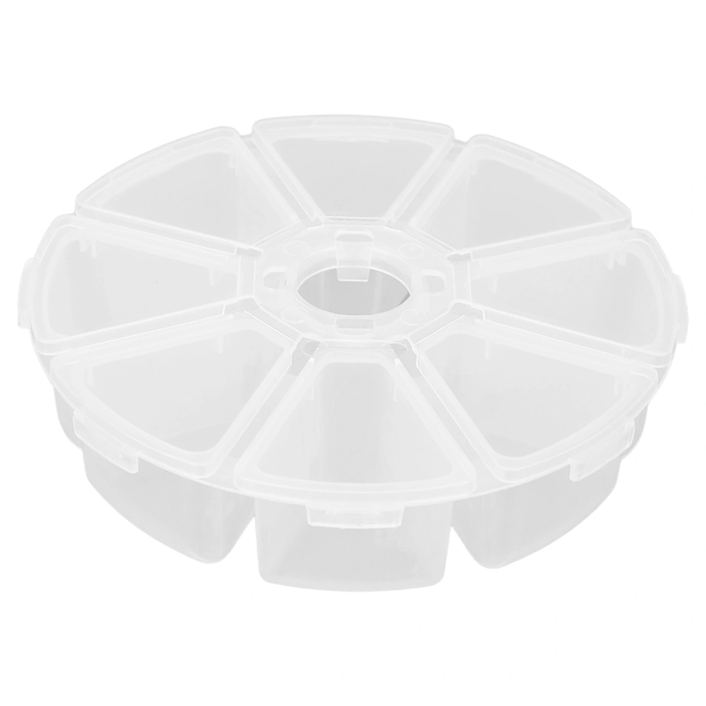 8 Grids Round Clear Plastic Box Divider Storage Container for Beads Jewelry DIY Crafts Nail Art Items