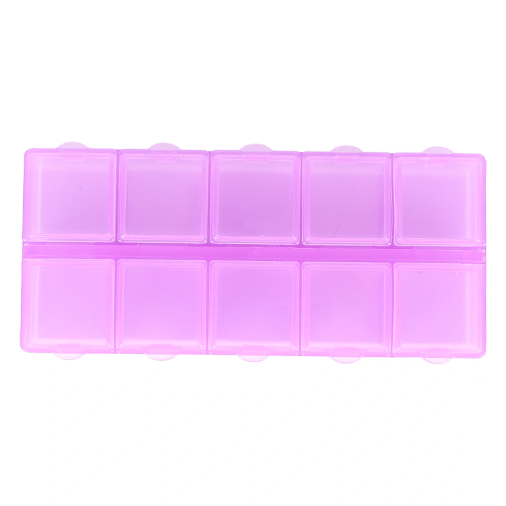 10 Grids Square Purple Plastic Storage Box Jewelry Divider Container for Beads DIY Crafts Nail Art Items