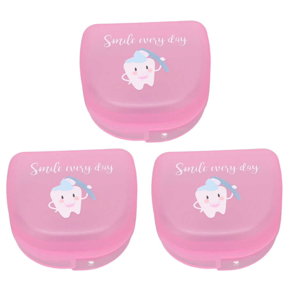 3pcs Denture Case Dental Retainer Box Partial Mouth Guard Container Orthodontic Retainer CasePink