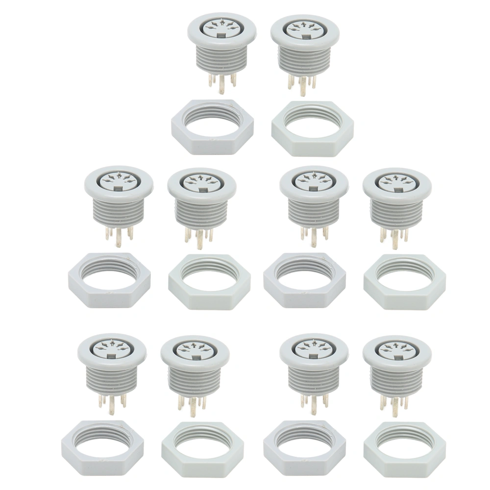 10 Sets Electrotherapy Apparatus Base 5Pin Socket with Nut for Physiotherapy Instrument TENS Machine