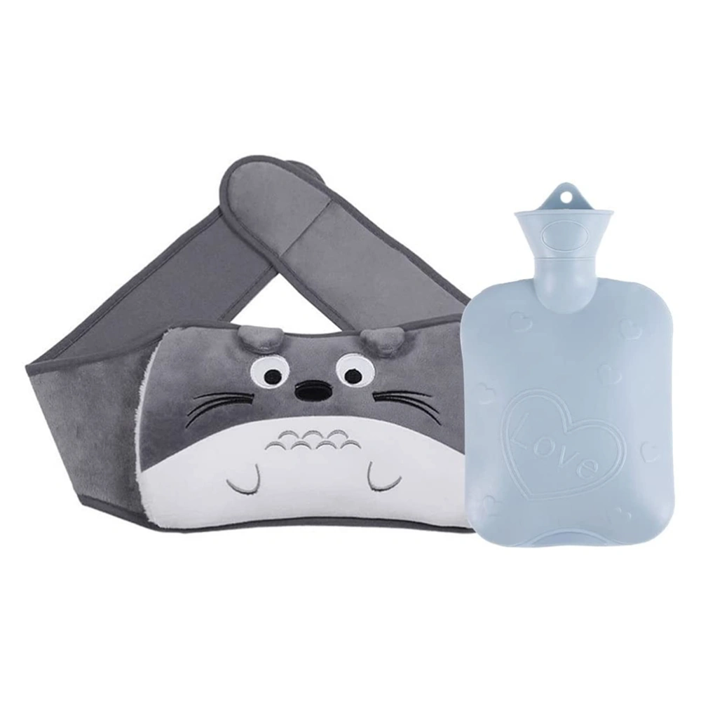 Hot Water Bottle with Waist Cover Winter Warm Water Bag with Soft Plush Waist Belt Warmer Cover for Neck Shoulder Hand