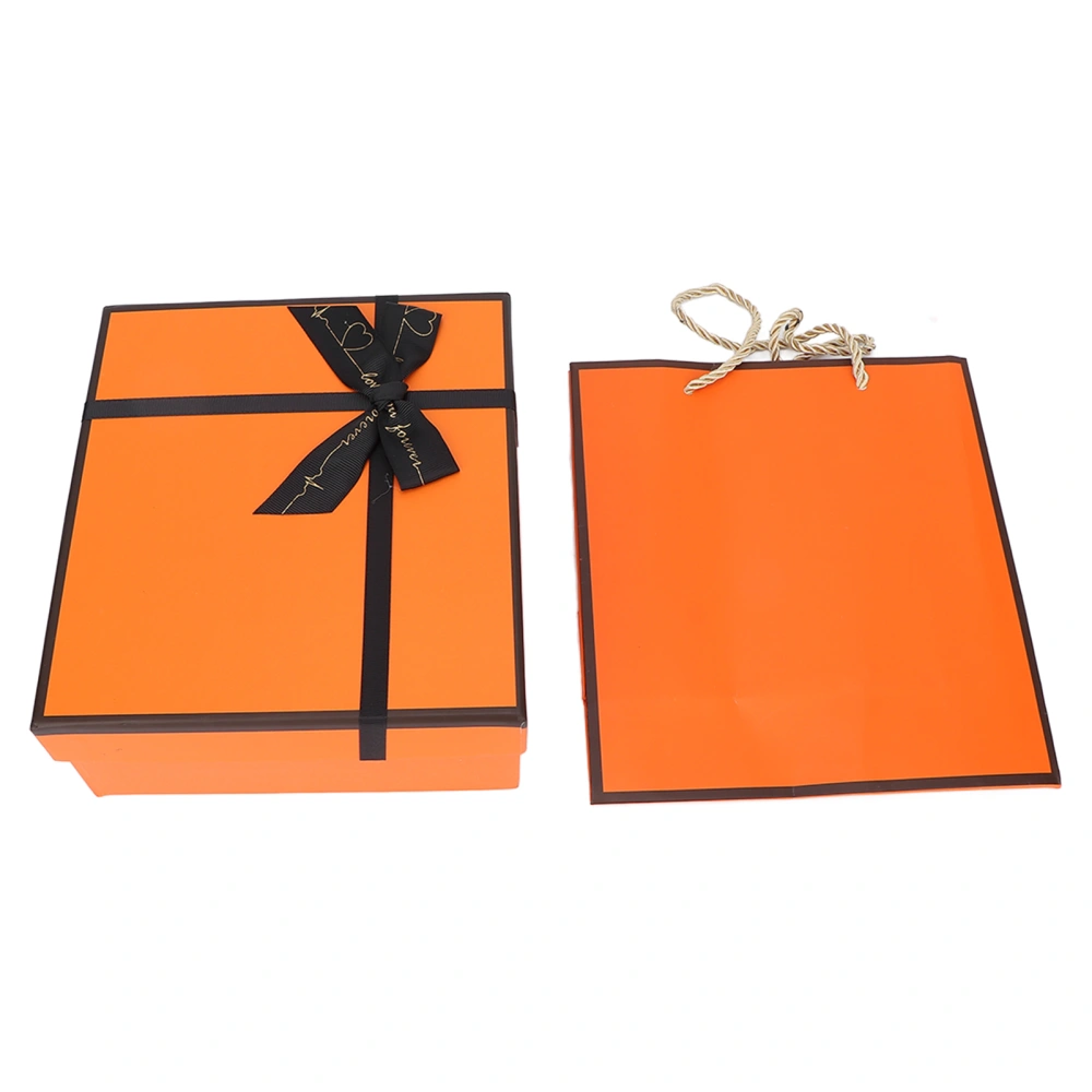 Gift Wrapping Boxes Set Orange Gift Packaging Box with Cover Ribbon Bag for Christmas Birthday Anniversary