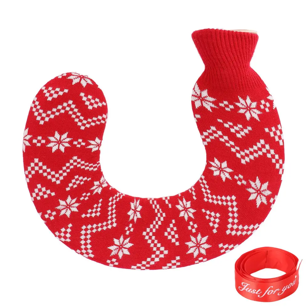 1L U Shaped Hot Water Bag Portable Neck Shoulder Warmer with Soft Knitted Cover for WinterType 3