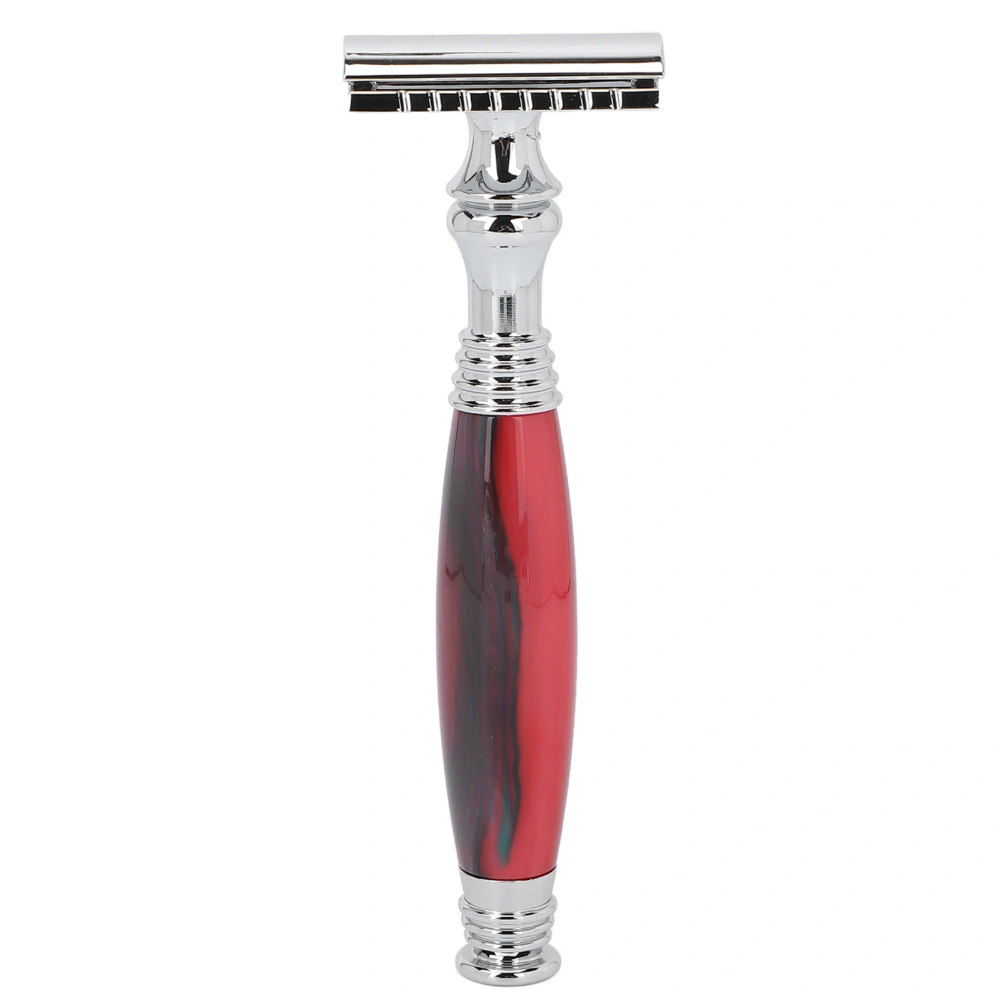 Long Handle Safety Razor Professional Reusable Zinc Alloy Manual Clean Shaving Razor for Men Red