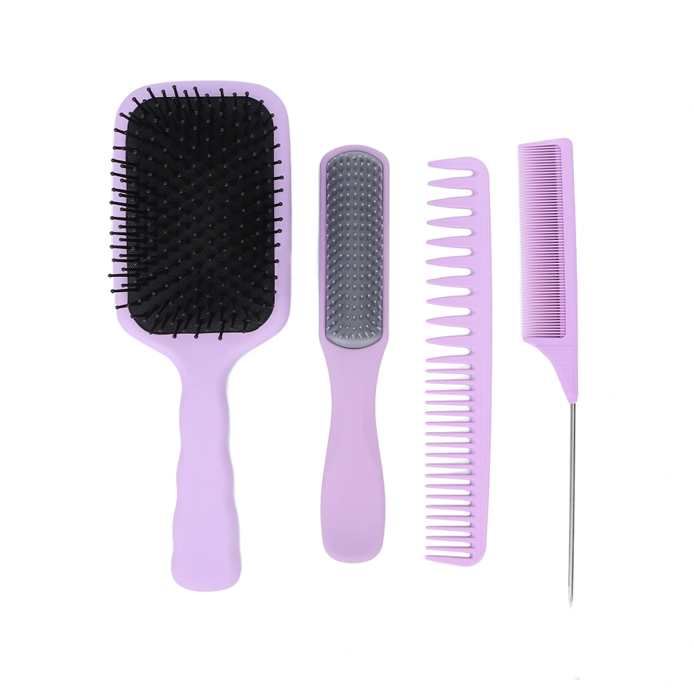 4Pcs Hair Brushes Purple Premium Material Nonslip Handle Safe Stable Durable Paddle Brush for Home Barber ShopPurple Box Packed