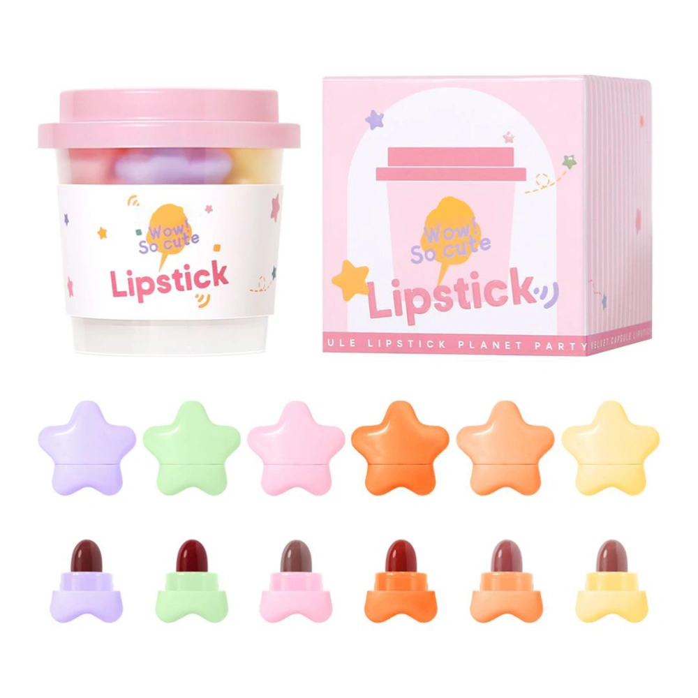 Mini Capsule Lipstick Set Cute Matte Lipstick Lip Gloss Set Nonstick Cup Long Lasting Waterproof Lipstick Makeup Gift Set