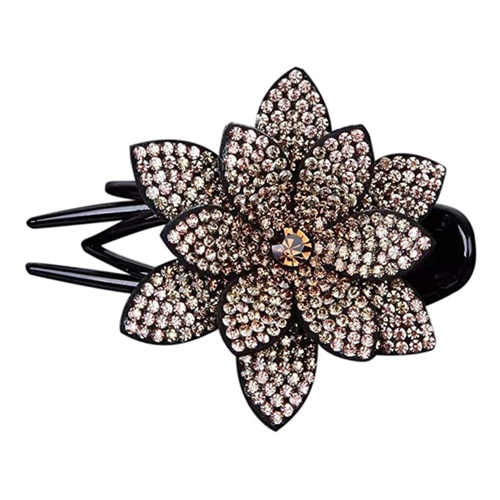 Rhinestone Flower Hair Clips Elegant Curved Hair Clip for Women Girls