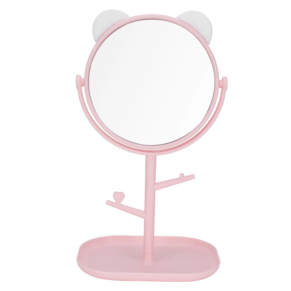 Cosmetic Mirror with Storage Tray Cat Ears Adjustable Vanity Mirror with Small Stand for MakeupWhite