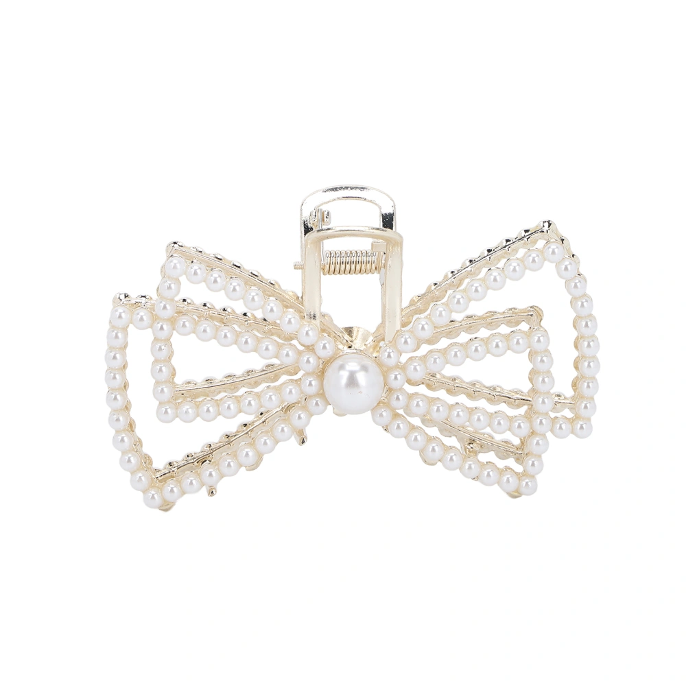 Hair Claw Clip Bowknot Shape Back Head Decorative Bobby Pin for Make Up Face WashingPearl