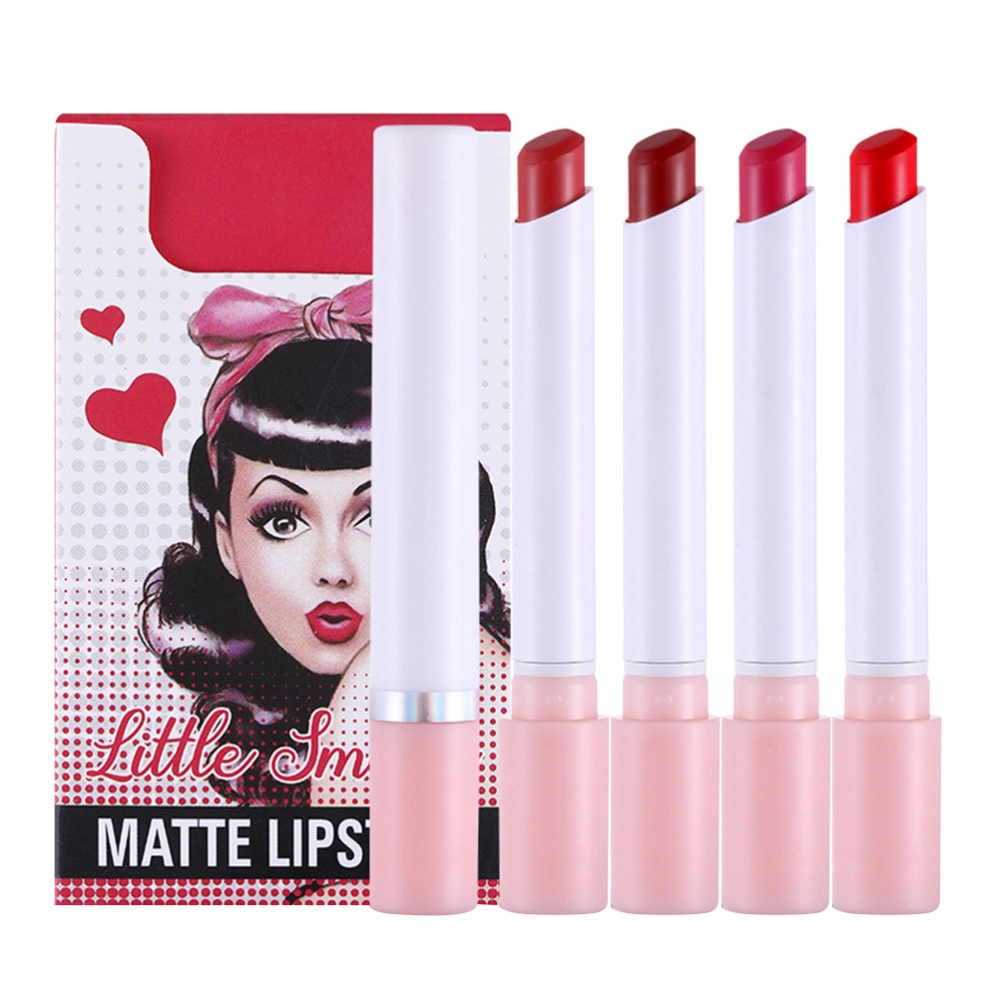 4 Color Matte Lipstick Set Cute Lip Gloss Non Stick Cup Waterproof Matte Lip Glaze Lipsticks Set