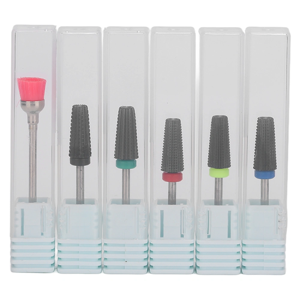 Nail Drill Bits Set Tungsten Steel Gel Polish Removal Dust Brush Nail Polishing Grinding Head KitBlack