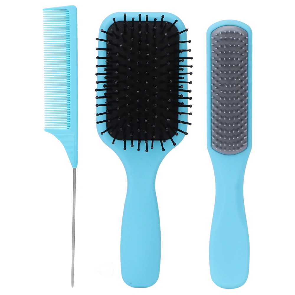 3Pcs Hair Brush Set Anti Static High Heat Resistance Massage Scalp Increase Blood Circulation Detangling Hair BrushBlue Boxed