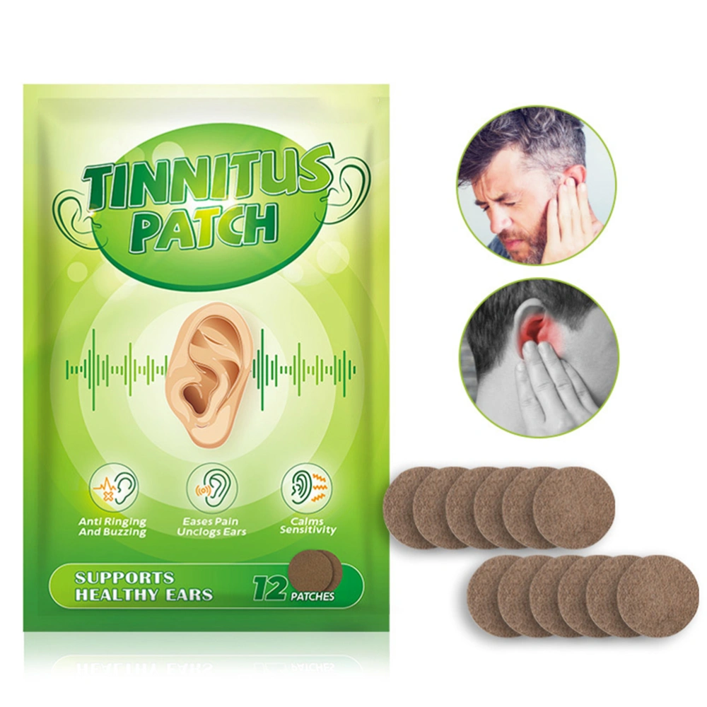 12pcs/bag Tinnitus Patch Ear Hearing Loss Sticker Natural Plant Plaster Improve Listening