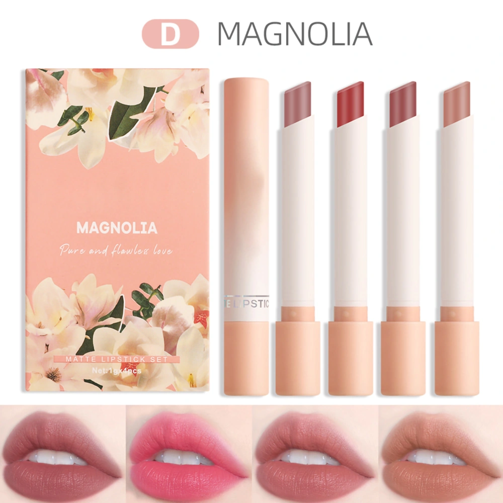 4 Pcs Matte Lipstick Set Waterproof Long Lasting Lip Gloss Non Stick Cup Lip Glaze Lipstick Set