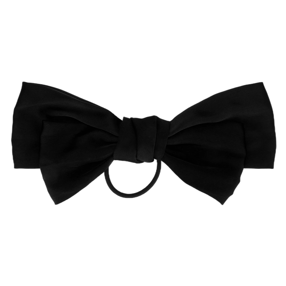 Satin Ribbon Bowknot Hair Band Fashionable Large Bow Hair Rope for Party BirthdayBlack