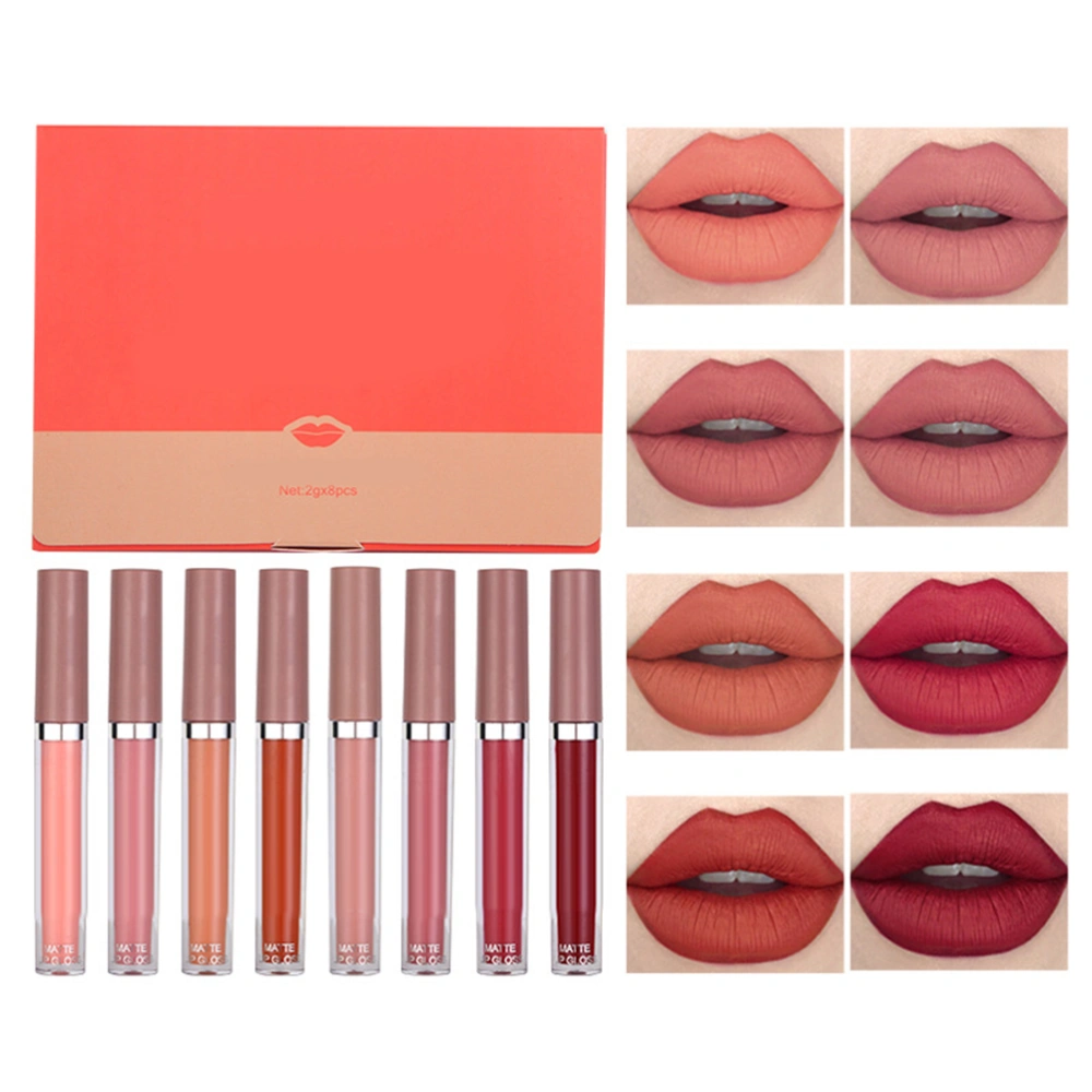 8 Color Matte Liquid Lipstick Non Stick Cup Lip Gloss Makeup Long Lasting Lipstick Cosmetics