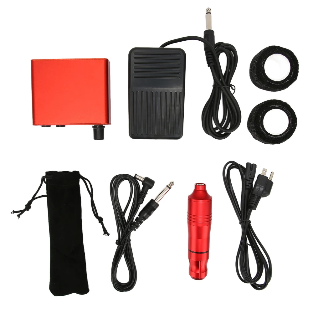 Tattoo Gun Kit Professional Tatoo Foot Pedal Tattoo Machine Set for Tattoo Artists 100‑ Red