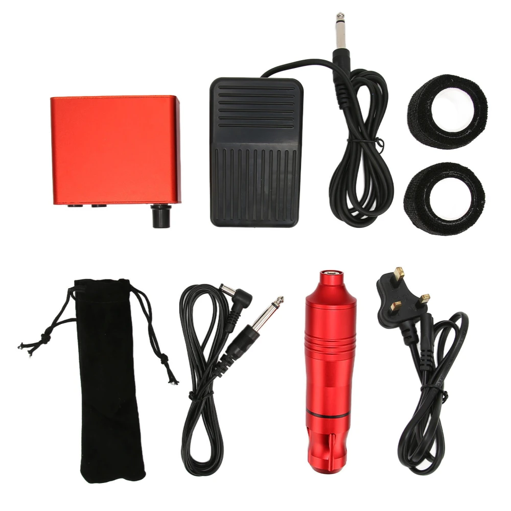 Tattoo Gun Kit Professional Tatoo Foot Pedal Tattoo Machine Set for Tattoo Artists 100‑ Red