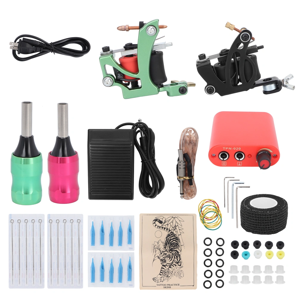 WSTZ0792‑04 Professional Double Tattoo Coil Machine 8 Wrap 10 Wrap Shading Coil Machine Tattoo Accessories Kit 90‑265VUS Plug