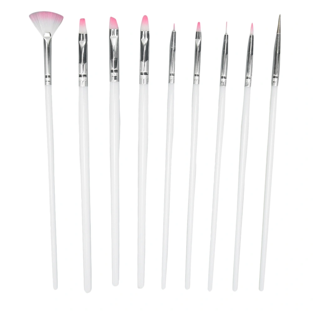 9 Pcs Long Handled White Painted Brushes Body Painting Graphic Outline Multi Function Miniature Brushes