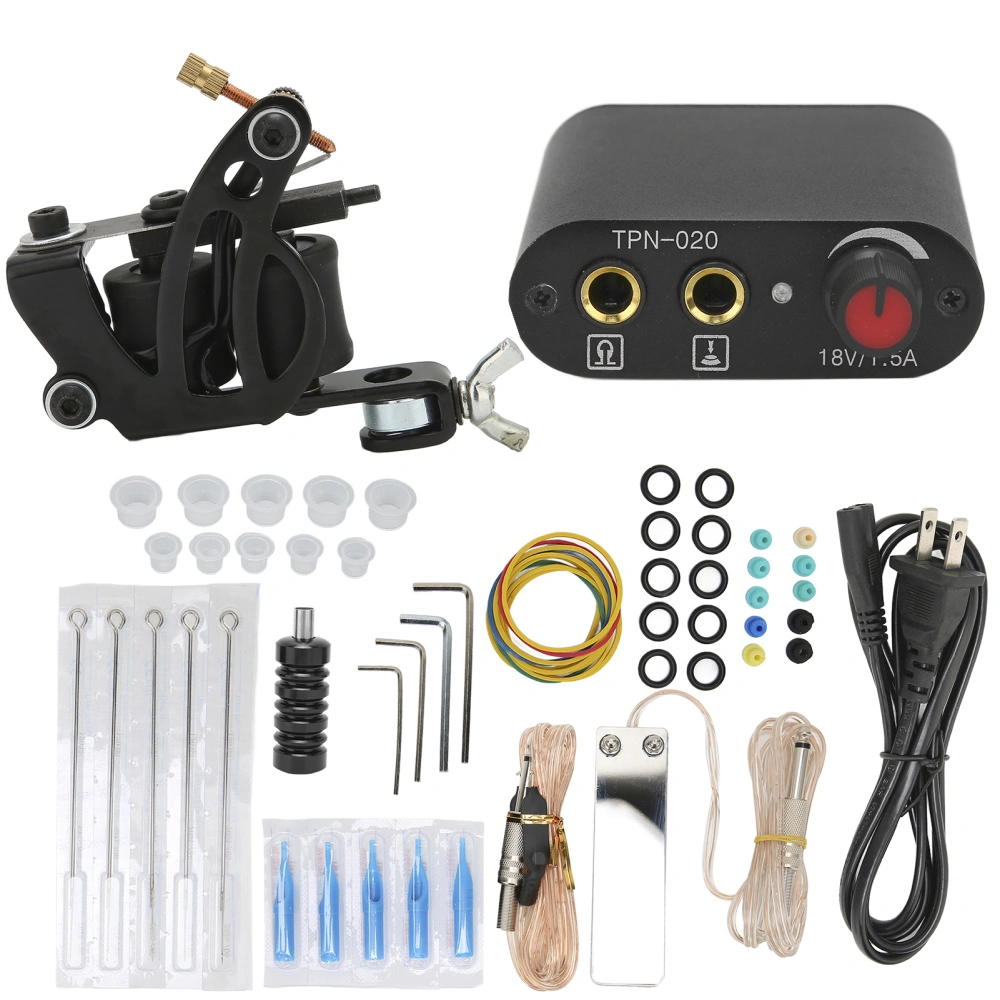 Professional Tattoo Machine Kit Beginners Tattoo Kit Complete Tattoo Power Supply Kit 90‑265VUS Plug